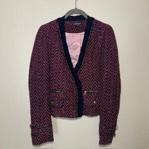 Express Navy Red Tweed Gold Chain Quiet Luxury Old Money Preppy - Size 8 - Flaws